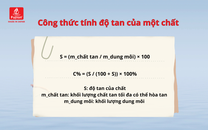 Công thức tính độ tan của một chất Công thức tính độ tan của một chất