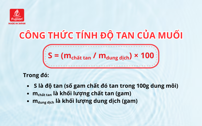 Công thức tính độ tan của muối