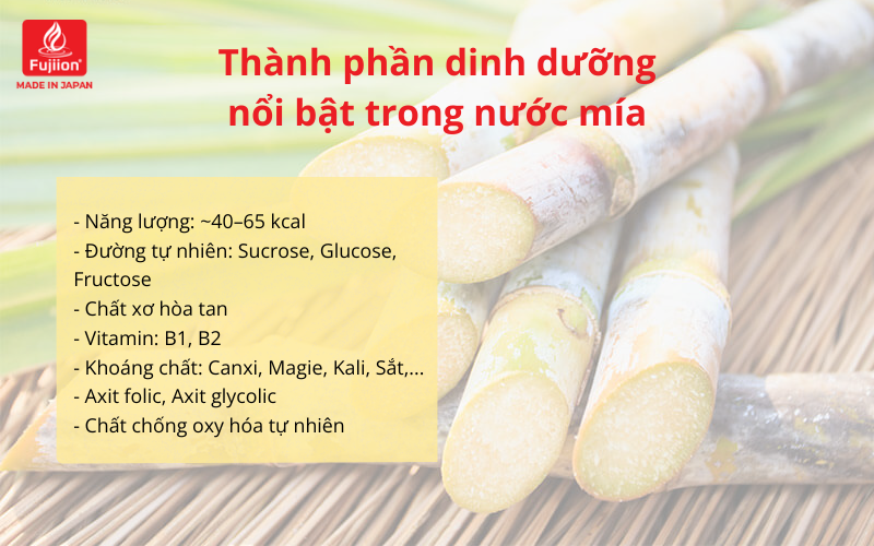 Thành phần dinh dưỡng nổi bật trong nước mía